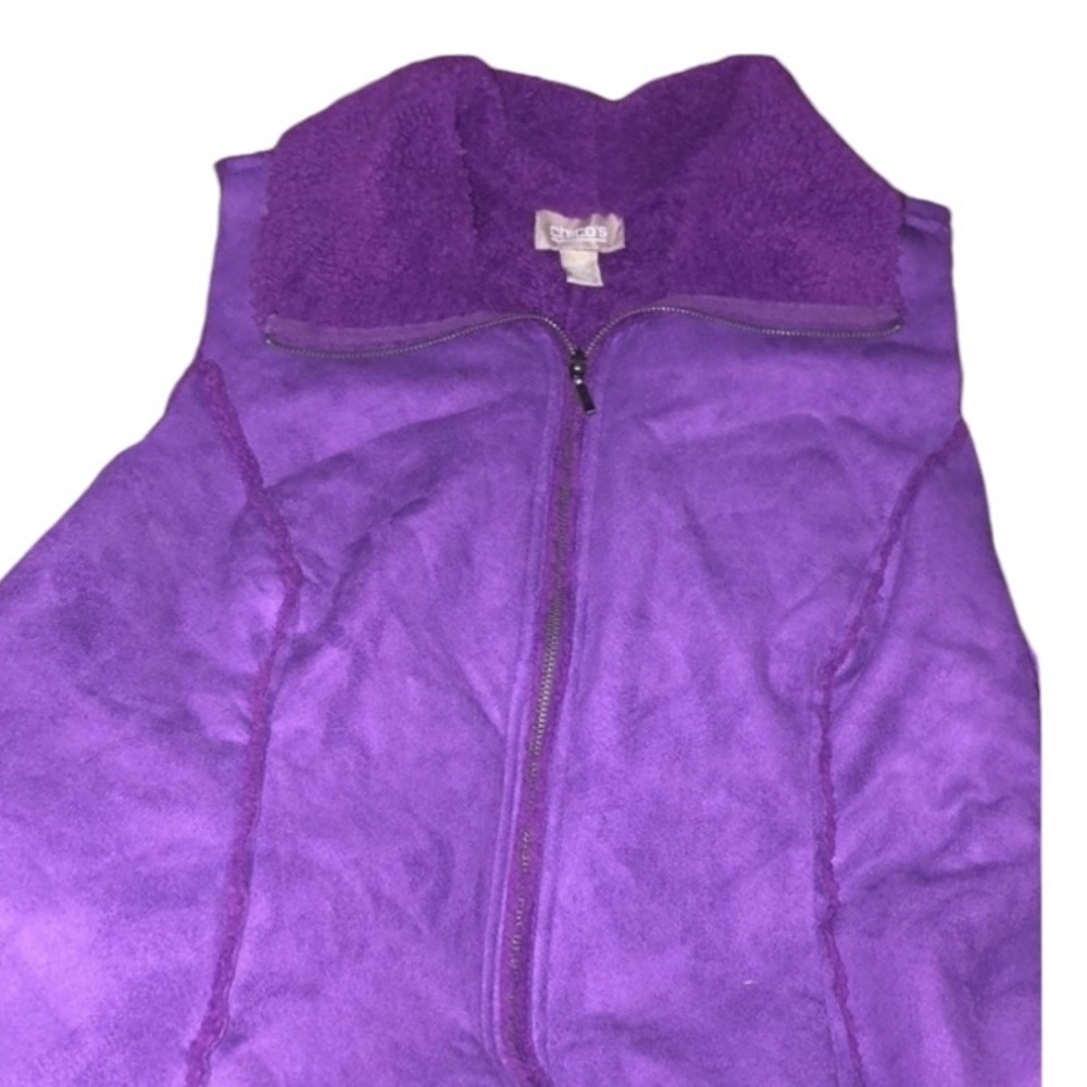 Chico’s size 12 purple faux suede /shearling vest, super cute with  denim
